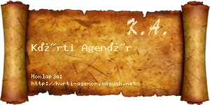 Kürti Agenór névjegykártya